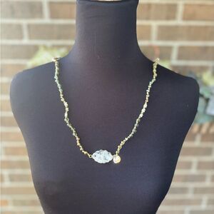 Bohemian Gold and Green Beaded Necklace